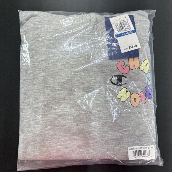 NWT CHAMPION Hoodie Girls Size XL LOGO Heather Gray Sweatshirt - Picture 5 of 5